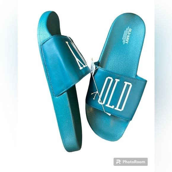 Men’s Old Navy flip flops pool beach slides teal NWT size 10-11 - Picture 3 of 4